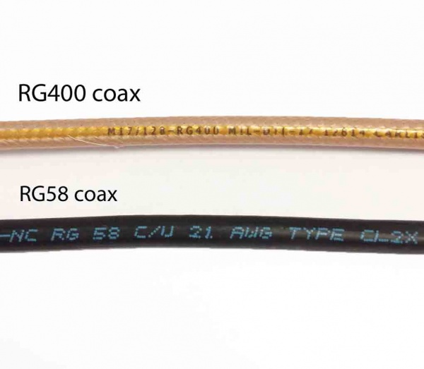 RG58 and RG400 radio & transponder coax cable